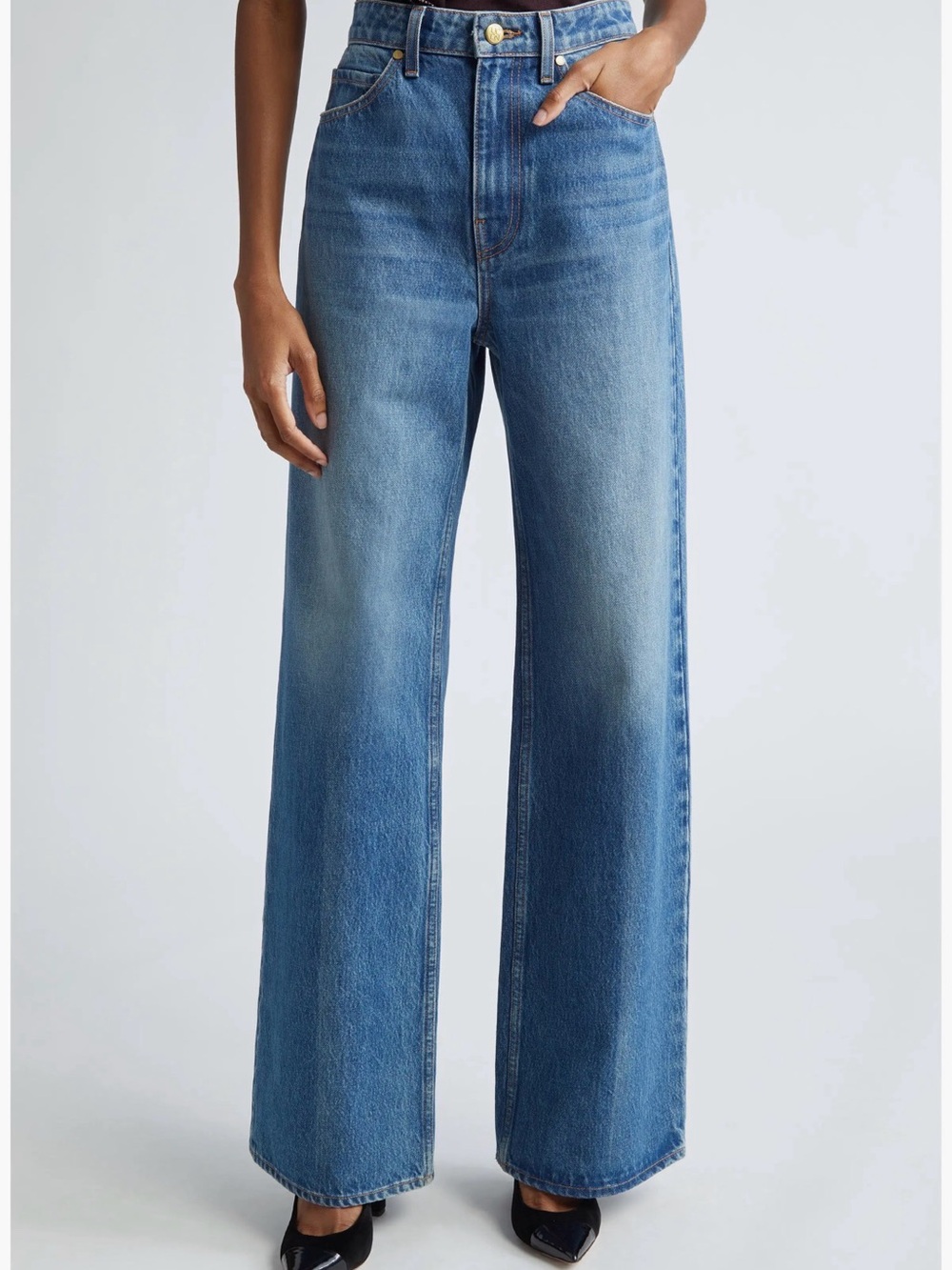 Ulla Johnson Light Blue High-Rise Wide-Leg Jeans